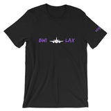 BWI TO LAX IN BLACK Short-Sleeve Unisex T-Shirt