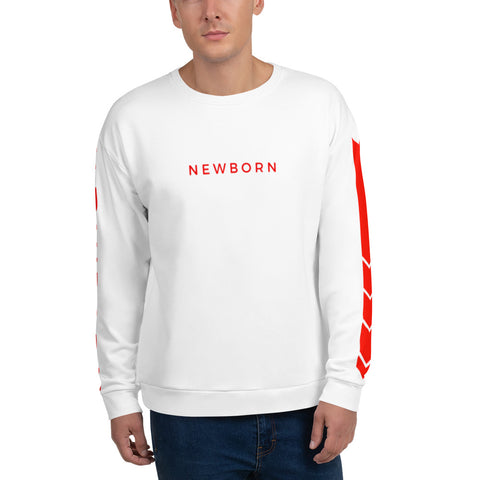 Newborn Unisex Sweatshirt/ Red Newborn on sleeves/Red arrow on sleeves